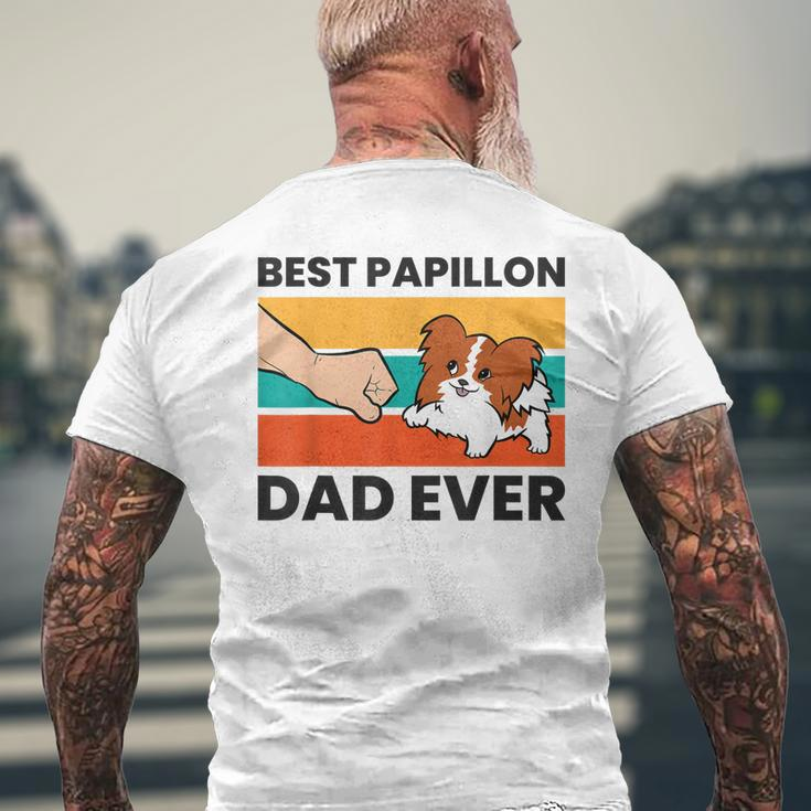 Papillon Dog Owner Best Papillon Dad Ever Men's Back Print T-shirt Gifts for Old Men