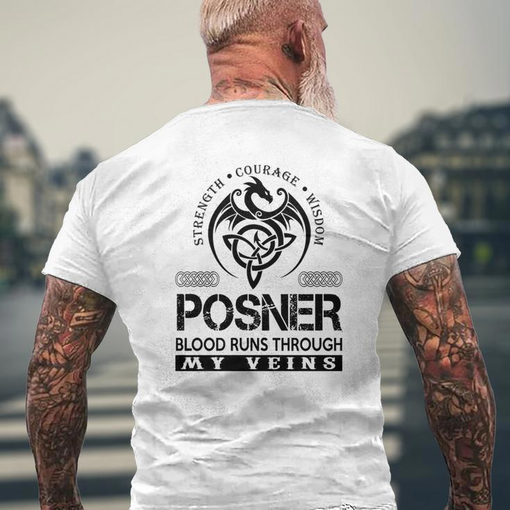 Posner Blood Runs Through My Veins Men's T-shirt Back Print Gifts for Old Men