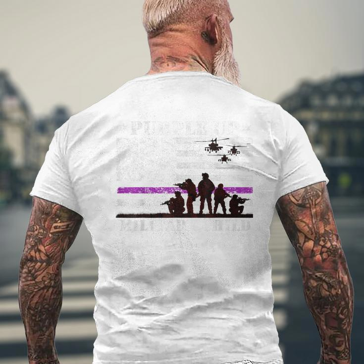 Purple Up For Military Kids Child Month Us Flag Mens Back Print T-shirt Gifts for Old Men