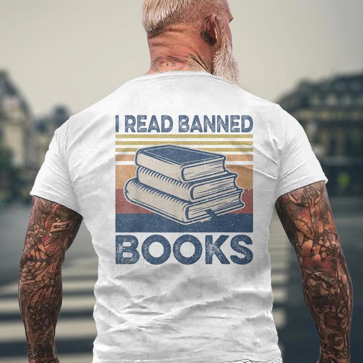 I Read Banned Books Week Librarian Freedom Reader Nerd Men Men's Back Print T-shirt Gifts for Old Men
