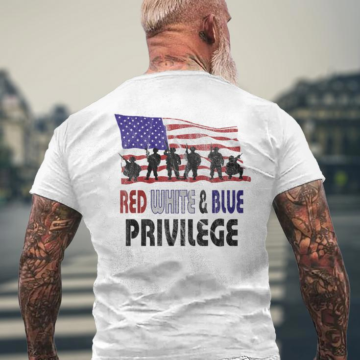 Red White & Blue Privilege Veterans Day Vets Men's T-shirt Back Print Gifts for Old Men