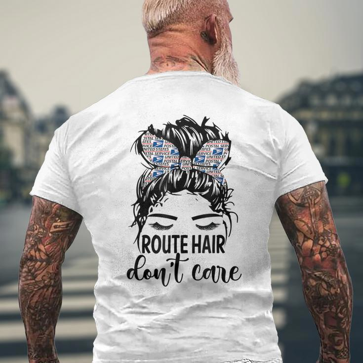 Route Hair Dont Care Messy Bun Mom Womens Men's Back Print T-shirt Gifts for Old Men
