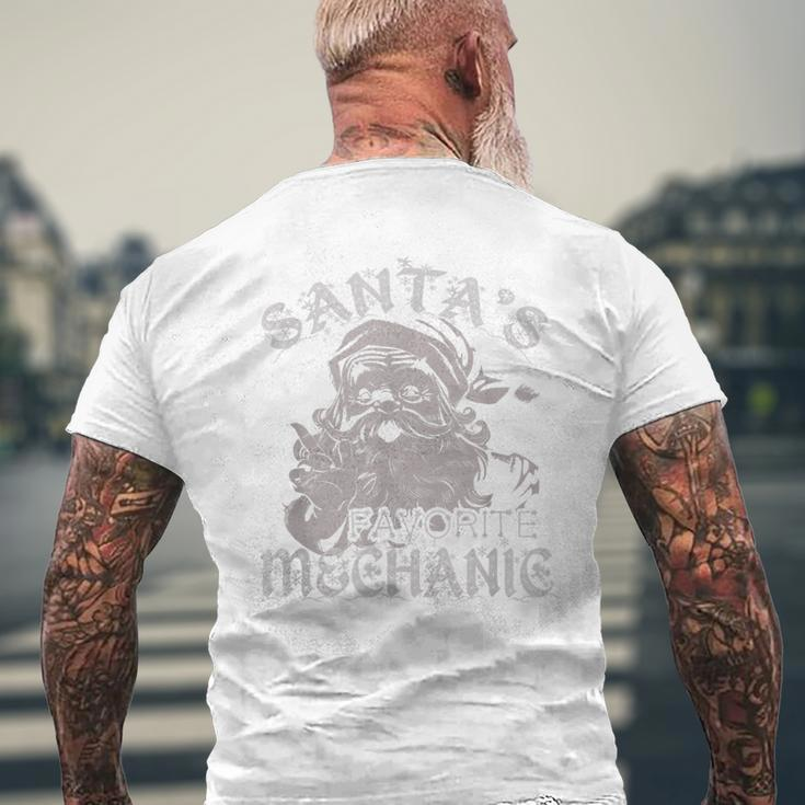 Santas Favorite Mechanic Christmas Holiday Mens Back Print T-shirt Gifts for Old Men