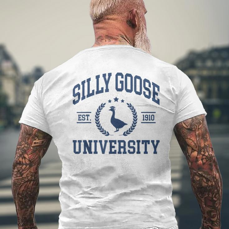 Silly Goose University Goose On The Loose Saying Men's Back Print T-shirt Gifts for Old Men