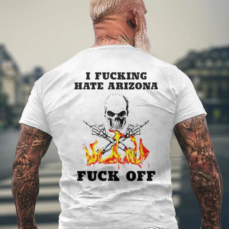 Skull I Fuckling Hate Arizona Fuck Off Men's Back Print T-shirt Gifts for Old Men