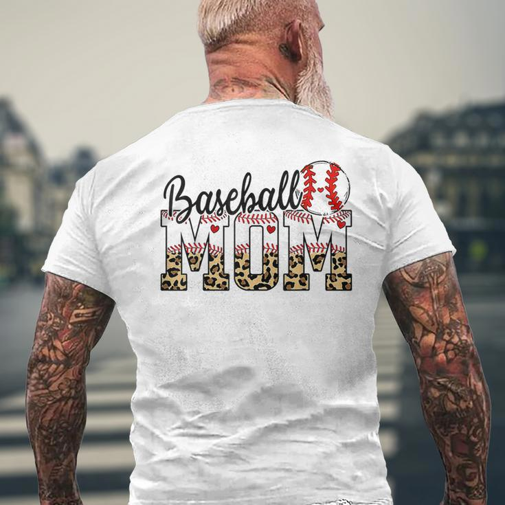 Softball Baseball Mom Leopard Men's Back Print T-shirt Gifts for Old Men