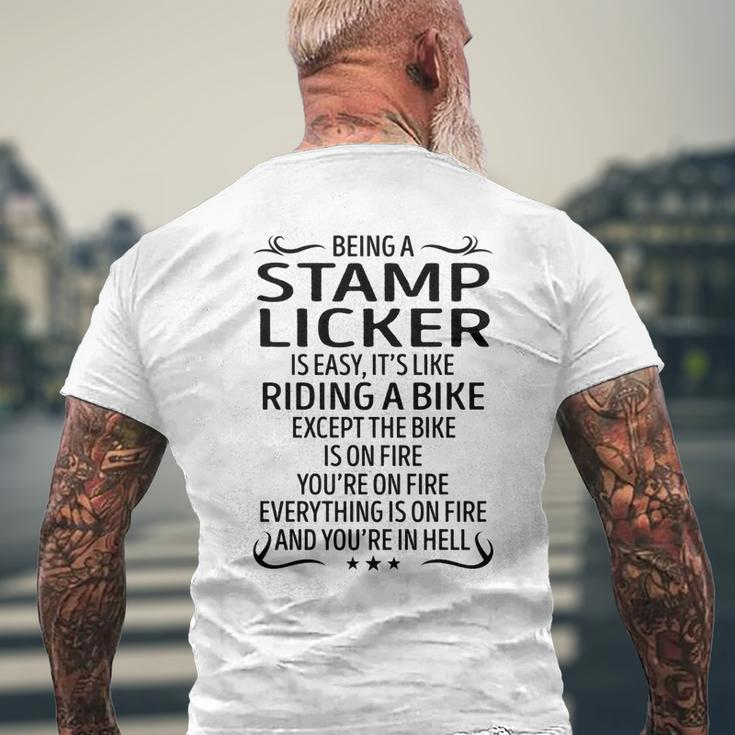 Being A Stamp Licker Like Riding A Bike Men's T-shirt Back Print Gifts for Old Men