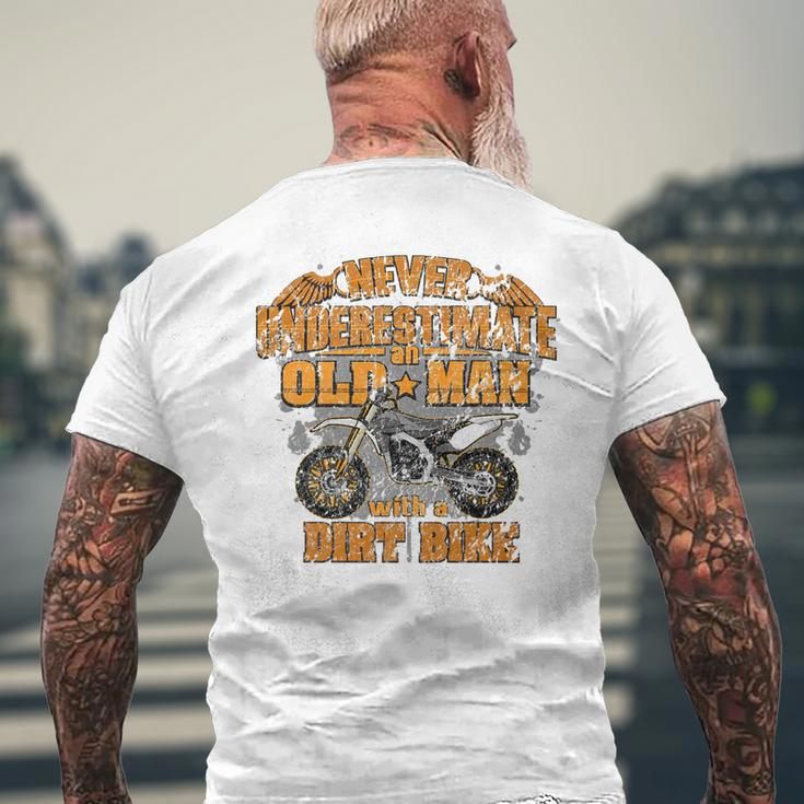 Never Underestimate Dad Motocross Mx Dirt BikeMen's T-shirt Back Print Gifts for Old Men