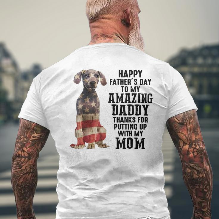 Us Flag Weimaraner Dad Happy Fathers Day To My Amazing Daddy Mens Back Print T-shirt Gifts for Old Men