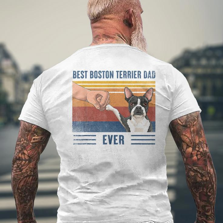 Vintage Best Boston Terrier Dad Ever Fist Bump Funny Dog Gift For Mens Mens Back Print T-shirt Gifts for Old Men