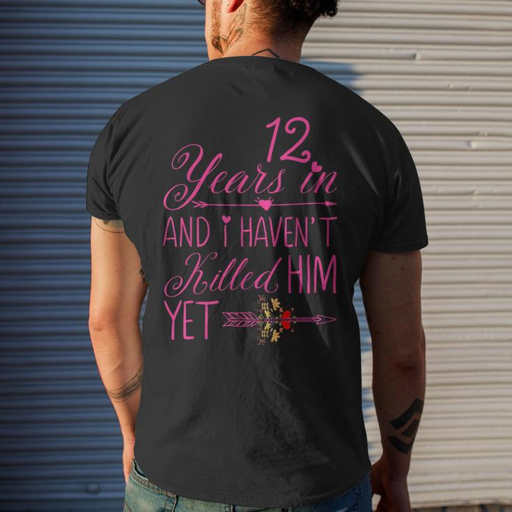 12Th Wedding Anniversary For Her Married 12 Years Men's T-shirt Back Print Gifts for Him