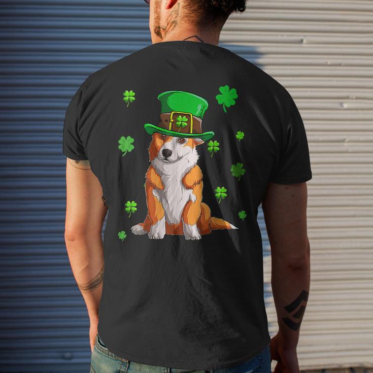 Funny Dog Lovers Cute Corgi St Patricks Day Shamrock Lucky  Men's Crewneck Short Sleeve Back Print T-shirt