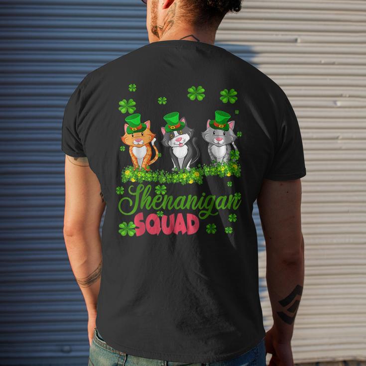Shenanigan Squad St Patricks Day Leprechaun Cat Lover Gifts  Men's Crewneck Short Sleeve Back Print T-shirt
