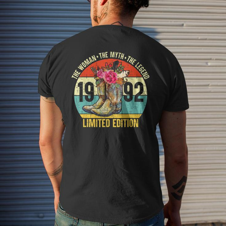 30 Year Old 1992 Limited Edition Cowboy Boots Western 30Th Mens Back Print T-shirt Gifts for Him