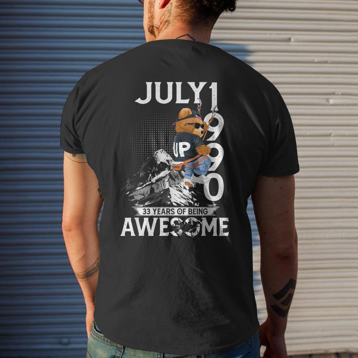 33Rd Birthday Gifts Vintage July 1990 33 Years Old For Men Mens Back Print T-shirt Gifts for Him