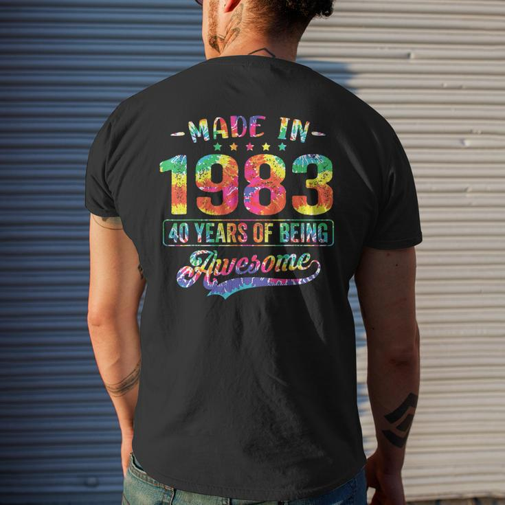 40 Year Old Made In 1983 Vintage 40Th Birthday Tie Dye Men's Back Print T-shirt Gifts for Him