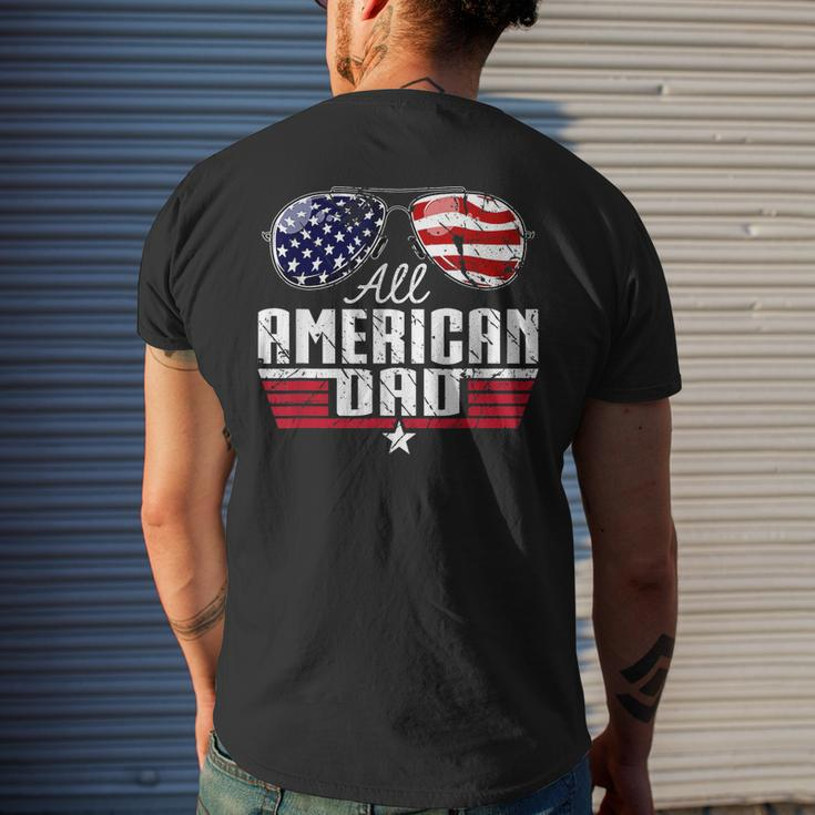 4Th Of July Family Matching All American Dad American Flag Mens Back Print T-shirt Gifts for Him