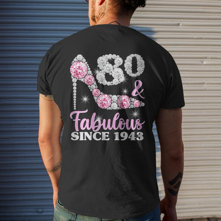 Womens 80 & Fabulous 80 Years Old 80Th Birthday Diamond Crown Shoes Men's Back Print T-shirt Gifts for Him