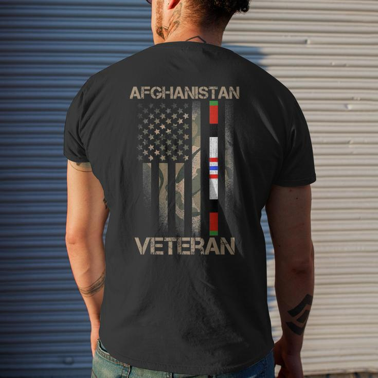 Afghanistan Veteran American Us Flag Proud Army Military Men's T-shirt Back Print Gifts for Him