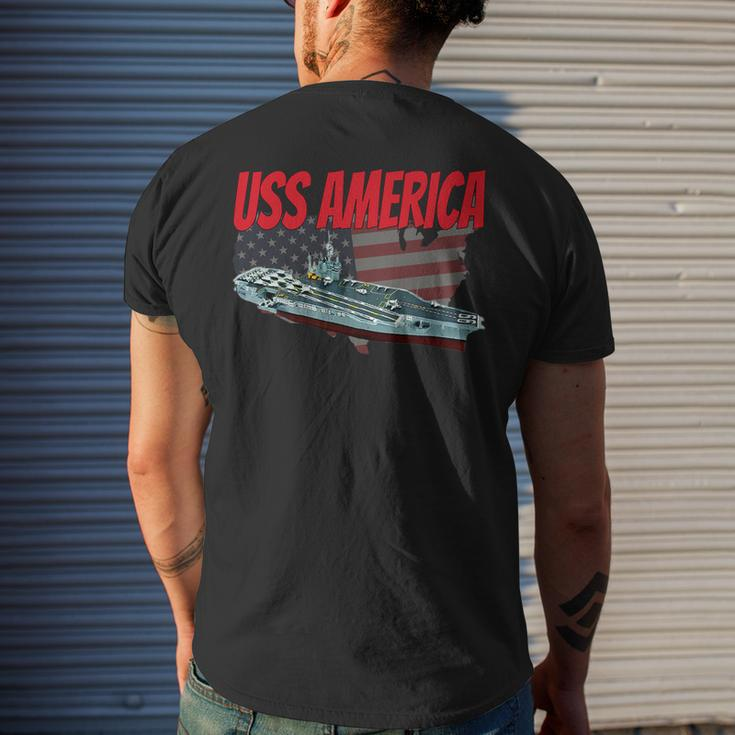 Aircraft Carrier Uss America Cv-66 For Grandpa Dad Son Men's T-shirt Back Print Gifts for Him