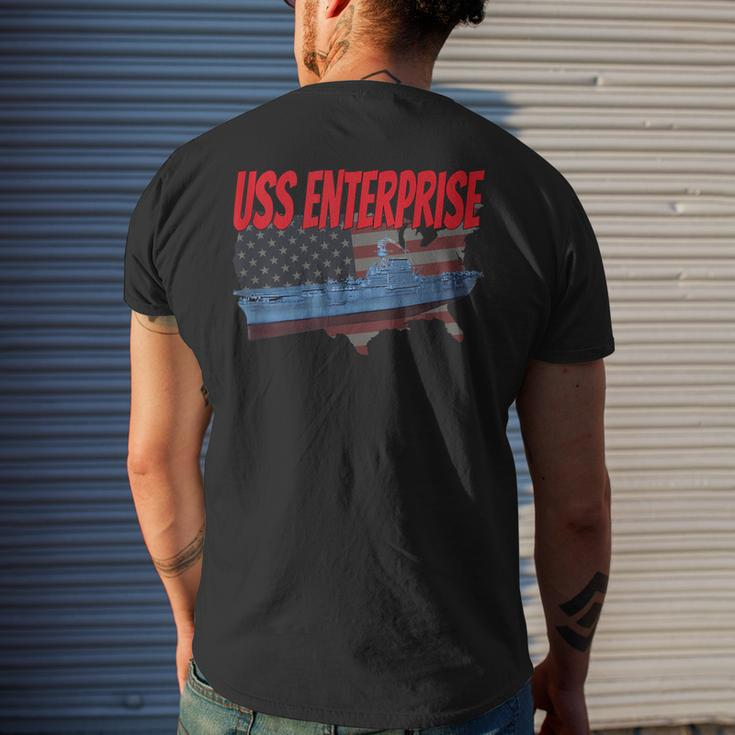Aircraft Carrier Uss Enterprise Cv-6 Veteran Grandpa Dad Son Men's T-shirt Back Print Gifts for Him