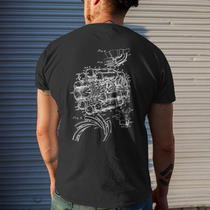 Aircraft Mechanic Engineer Jet Engine Drawing Mens Back Print T-shirt Gifts for Him
