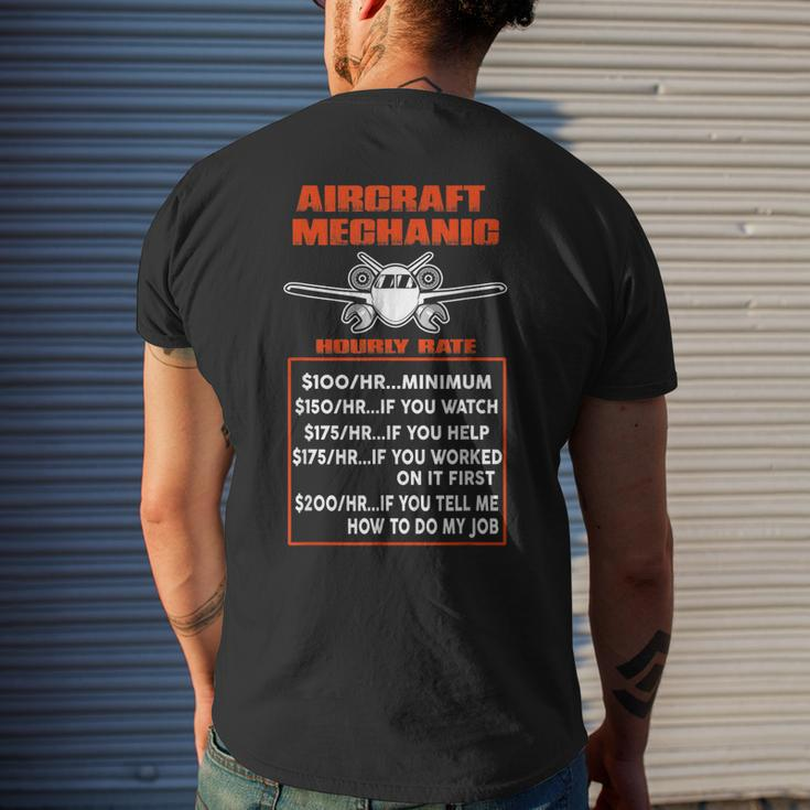 Aircraft Mechanic Maintenance Hourly Rate Fix Planes Mens Back Print T-shirt Gifts for Him