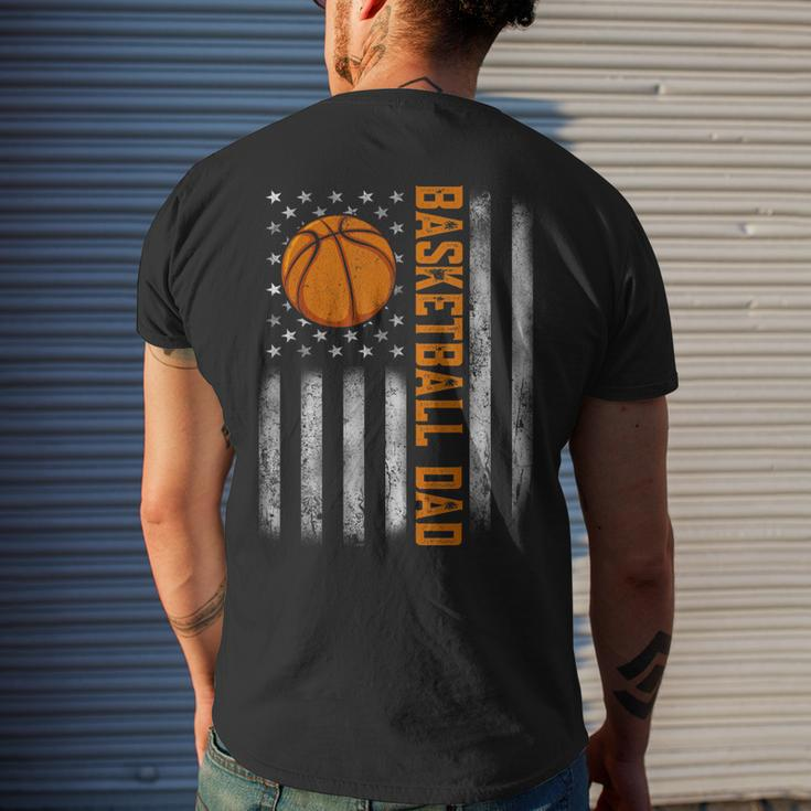 Mens American Flag Vintage Basketball Flag Dad Fathers Day Men's T-shirt Back Print Gifts for Him