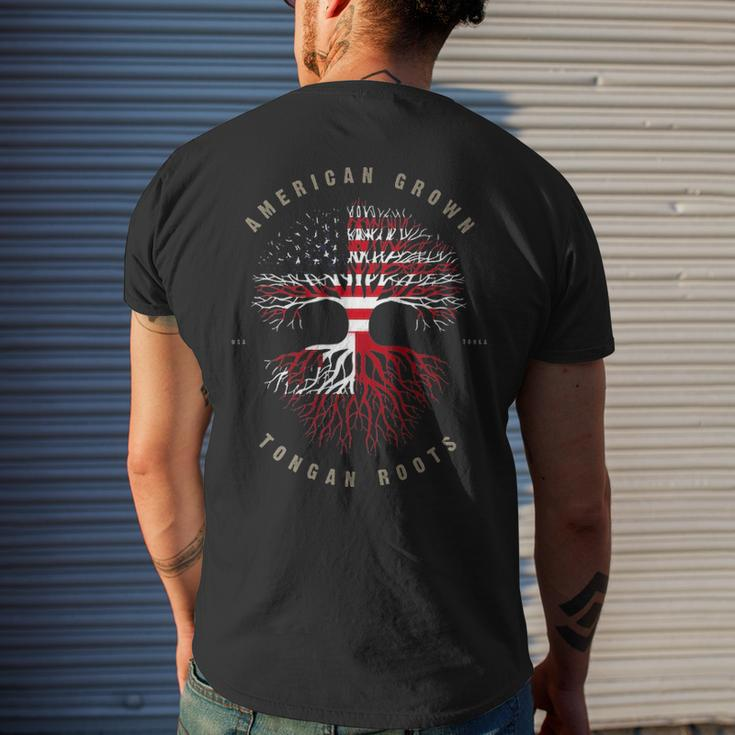 American Grown Tongan Roots Tonga Flag Men's T-shirt Back Print Gifts for Him