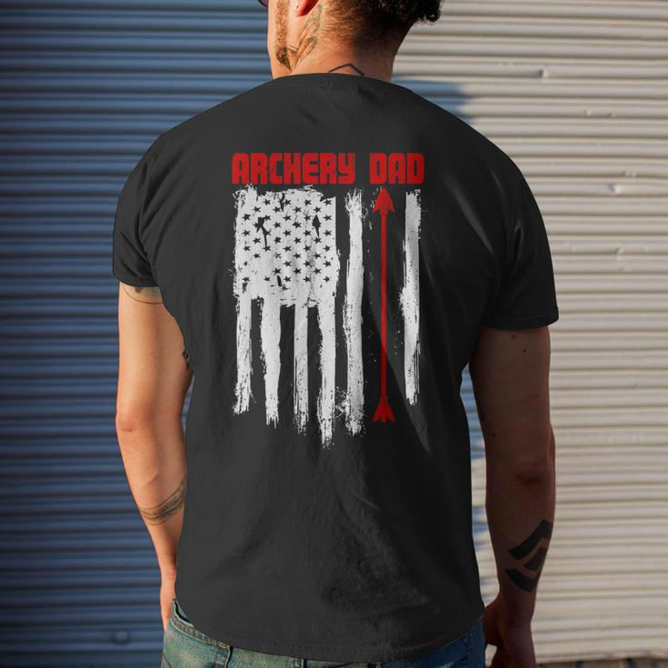 Archery Dad Vintage Usa Red White Flag Men's T-shirt Back Print Gifts for Him