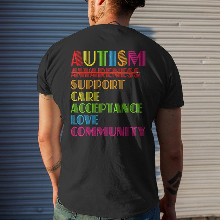 Autism Awareness Support Care Acceptance Ally Dad Mom Kids Mens Back Print T-shirt Gifts for Him