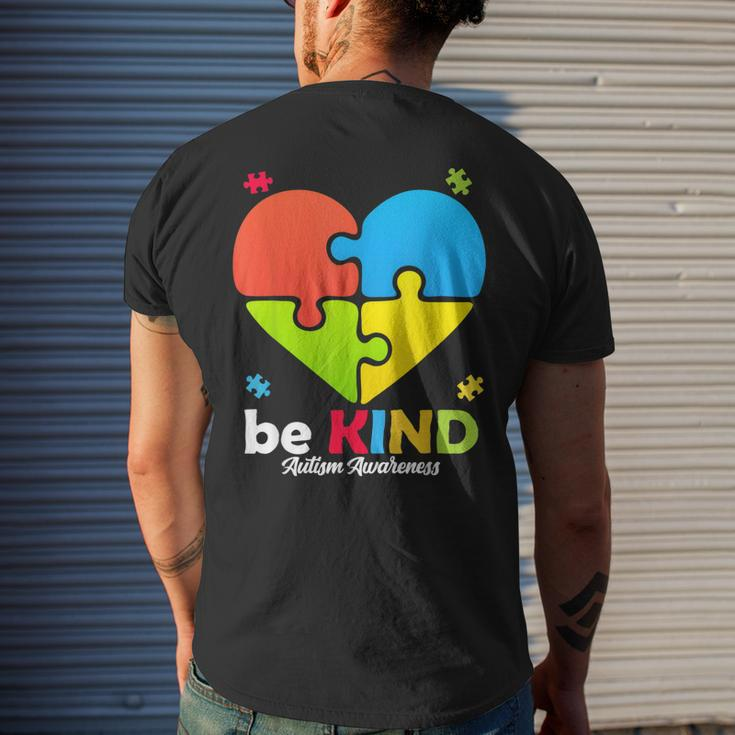 Autism Awareness- Be Kind Puzzle Heart Kindness Men's Back Print T-shirt Gifts for Him