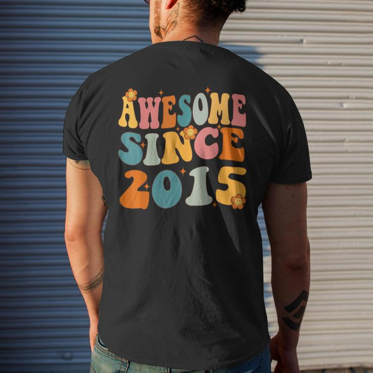 Awesome Since 2015 Birthday 8Th Anniversary Groovy 8 Years Men's Back Print T-shirt Gifts for Him
