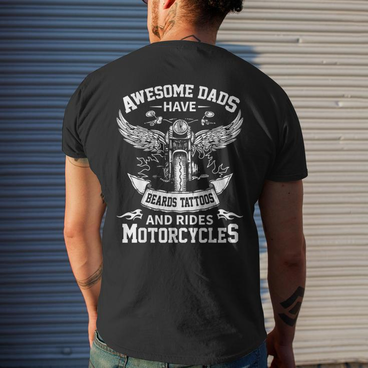 Awesome Dads Have Beards Tattoos And Rides Motorcycles Men's Crewneck Short Sleeve Back Print T-shirt Gifts for Him