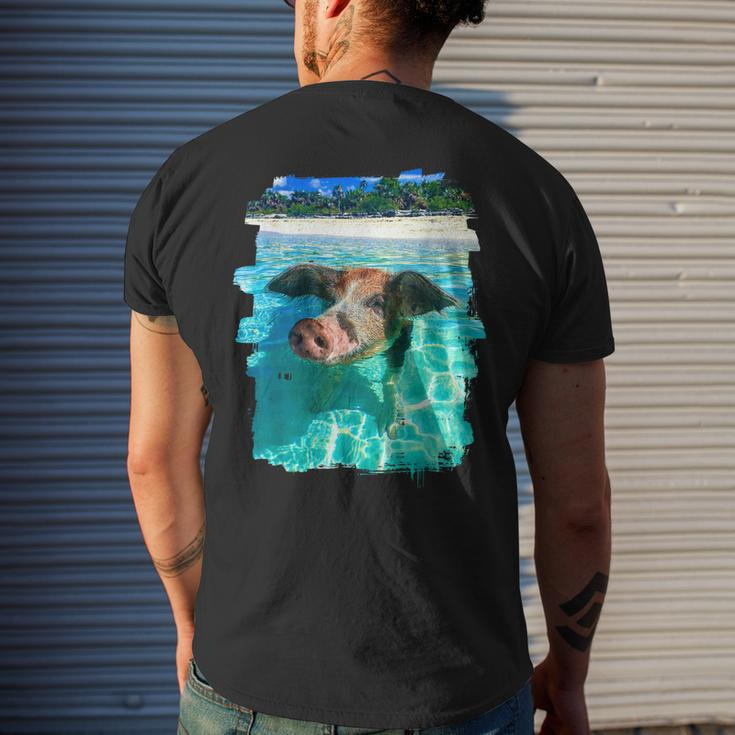 The Bahamas Swimming Pig Caribbean Beach Trips Summer Vibes Men's Back Print T-shirt Gifts for Him