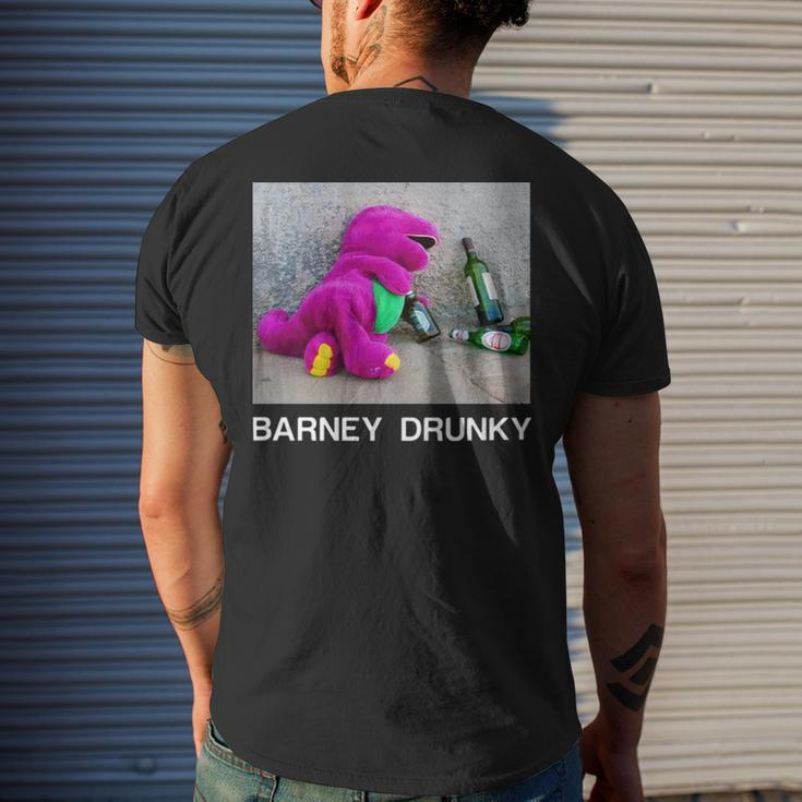 Barney Drunky Wine Bottle The Dinosaur Men's Back Print T-shirt Gifts for Him