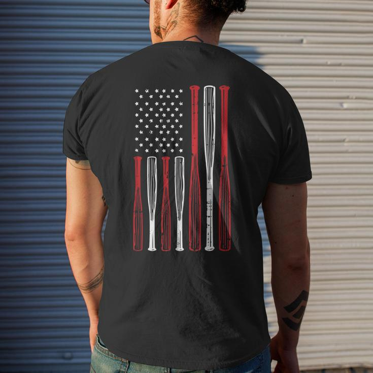 Baseball 4Th Of July American Flag Patriotic Sports Player Men's Back Print T-shirt Gifts for Him