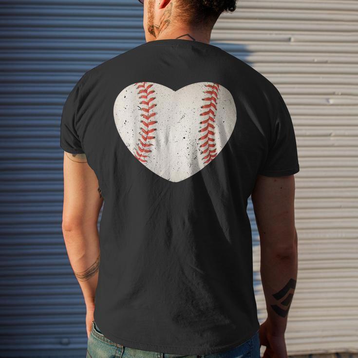Baseball Heart Cute Mom Dad Softball Mothers Day Sports Day Mens Back Print T-shirt Gifts for Him