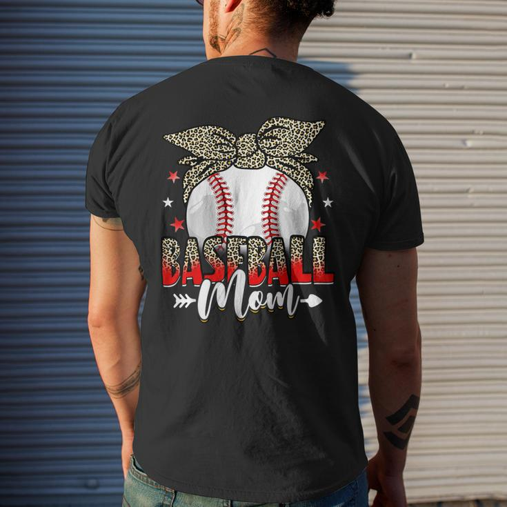 Baseball Mom Life Game Day Leopard Cute Men's Back Print T-shirt Gifts for Him