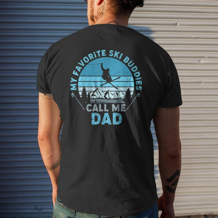 Mens Bddj Vintage My Favorite Ski Buddies Call Me Dad Fathers Day Men's T-shirt Back Print Gifts for Him