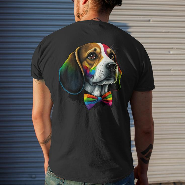 Beagle Gay Pride Dog Lgbt Rainbow Flag On Beagle Lgbtq Men's Back Print T-shirt Gifts for Him