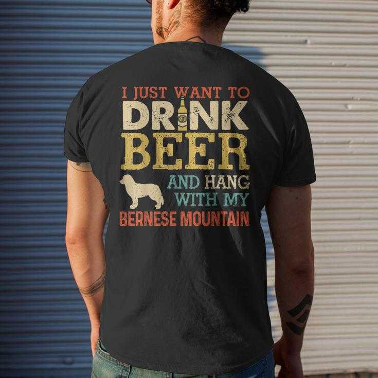 Bernese Mountain Dad Drink Beer Hang With Dog Vintage Men's T-shirt Back Print Gifts for Him
