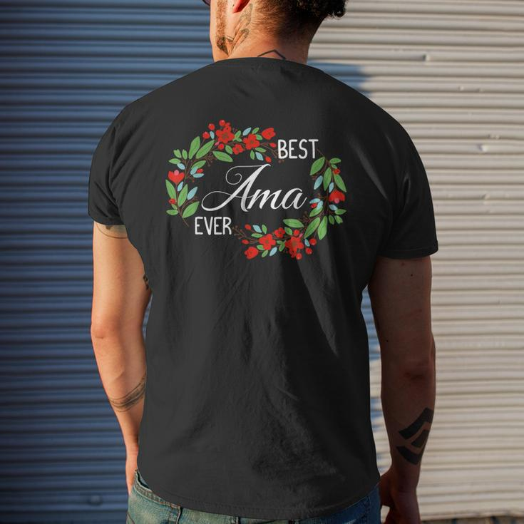 Best Ama Ever Taiwanese Grandmother Mothers Day Flowers Mens Back Print T-shirt Gifts for Him
