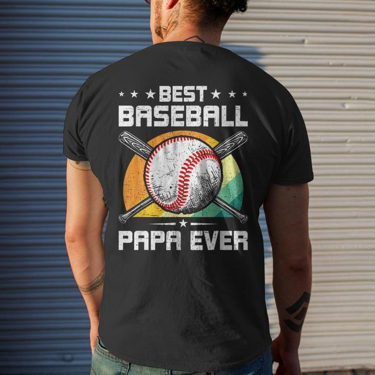 Best Baseball Papa Ever Baseball Lover Dad Gift Mens Back Print T-shirt Gifts for Him