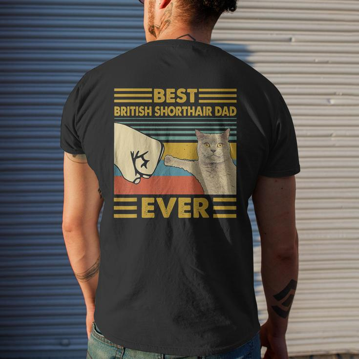 Best British Shorthair Dad Ever Retro Vintage Sunset Men's Back Print T-shirt Gifts for Him