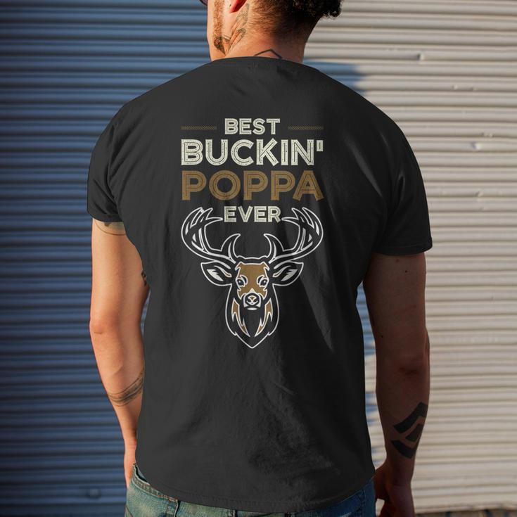 Best Buckin Poppa Ever Deer Hunting Fathers Day Gift Mens Back Print T-shirt Gifts for Him