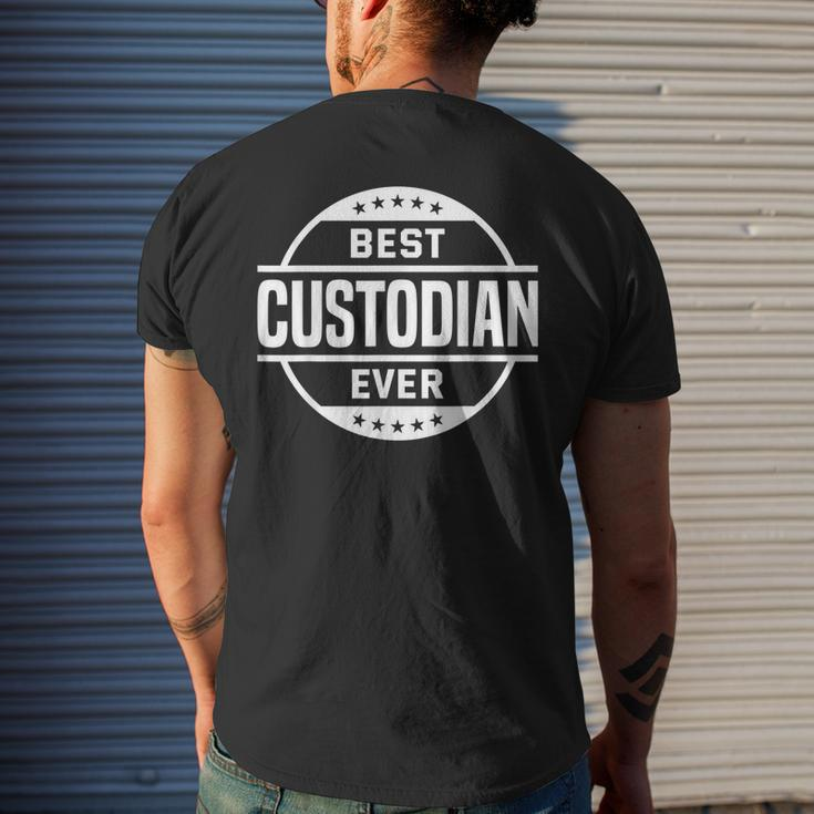 Best Custodian Ever Funny School Janitor Custodians Gift Mens Back Print T-shirt Gifts for Him
