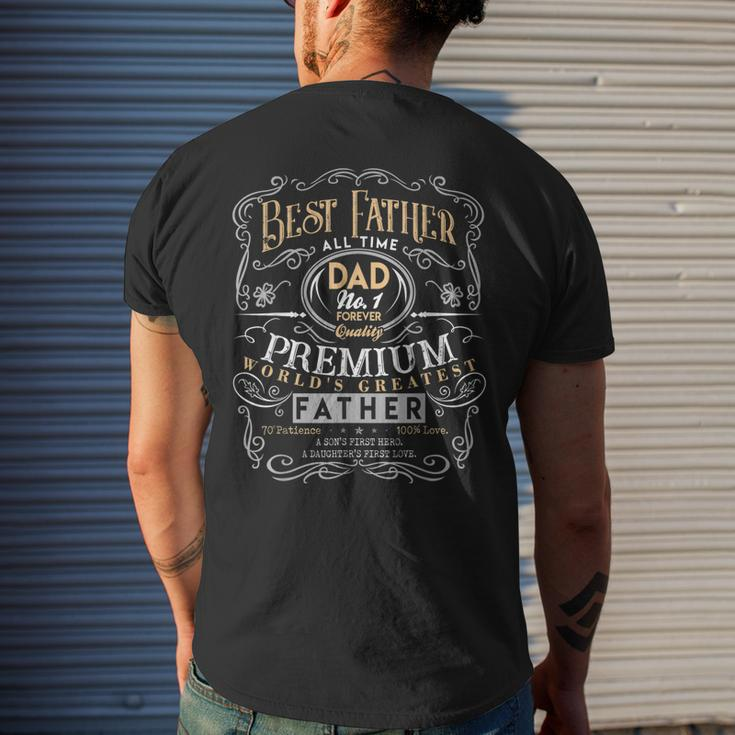 Best Father Dad Worlds Greatest No 1 Fathers Day Men's Back Print T-shirt Gifts for Him