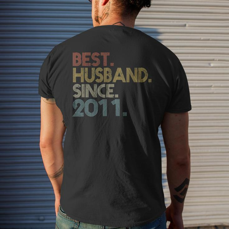 Best Husband Since 2011 Vintage Retro Wedding Anniversary Men's T-shirt Back Print Gifts for Him