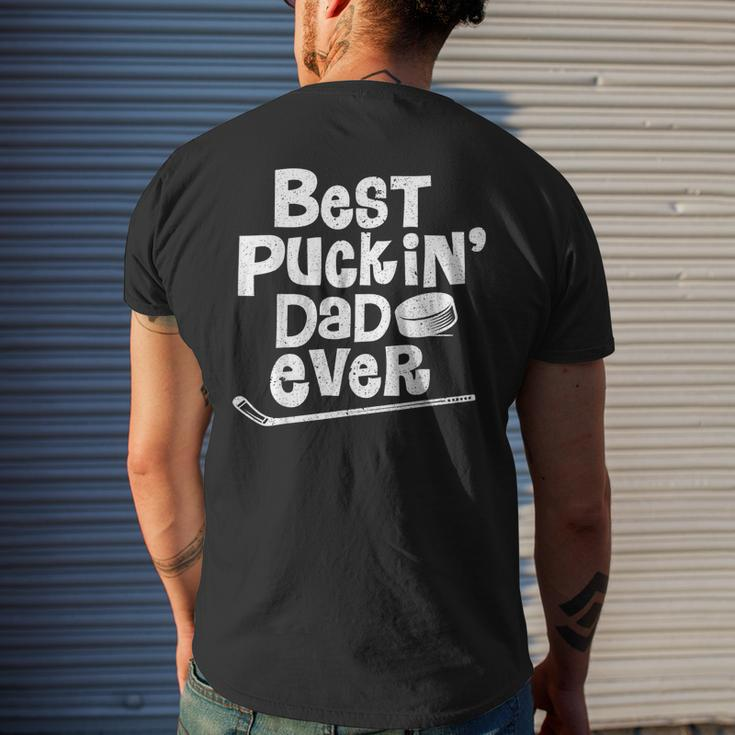 Best Puckin Dad Ever Hockey For Father Men's Back Print T-shirt Gifts for Him